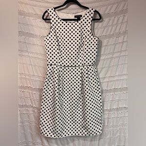 White House Black Market black & white polka dot sheath dress